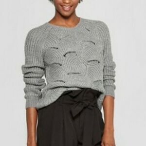 A New Day Gray Scalloped Knit Sweater
